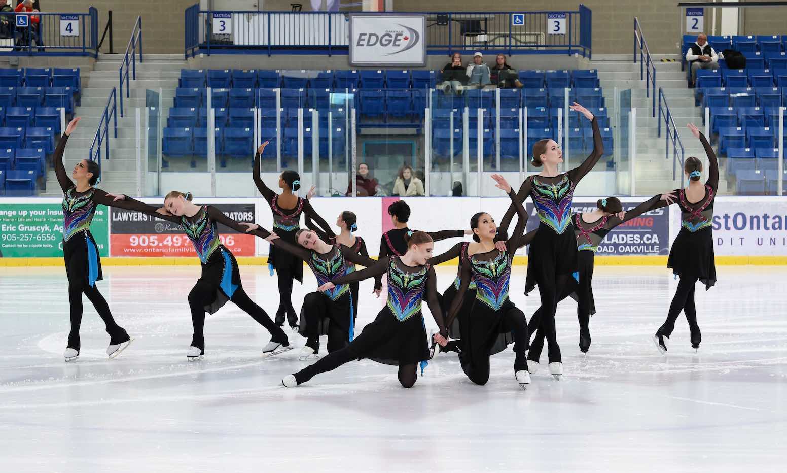 Synchronized skating team in formation