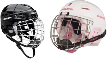 Two hockey helmets Two hockey helmets